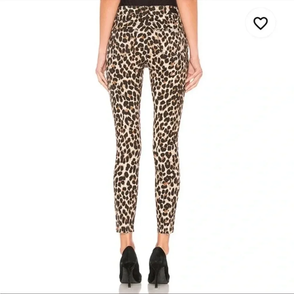 Paige Hoxton ankle leopard raw hem denim